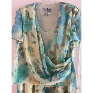 Sherri Martin VTG Pastel Size  18W  Formal Midi Chiffon Fully Lined Formal Dress